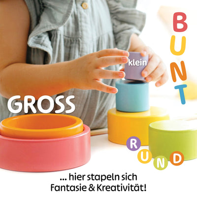 Merle Toys® Stapelbecher Baby Spielzeug, 100% FSC-Zertifiziert, 6X Stapelbecher ab 1 Jahr, Stapelturm Baby Holz, Stapelturm ab 1 Jahr, Stacking Cups, fördert Motorik und Kreativität, 2025 EDT