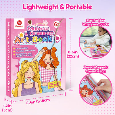 Mocoosy Make-up-Bastelset für Mädchen Alter 4–8 Jahren, Make-up Ausmalen Aktivitätsbuch mit Aufklebern,Papier-Anzieh und Schminke Spiel Spielzeug Geschenke für 4 5 6 7 jährige Mädchen Kunst Handwerk