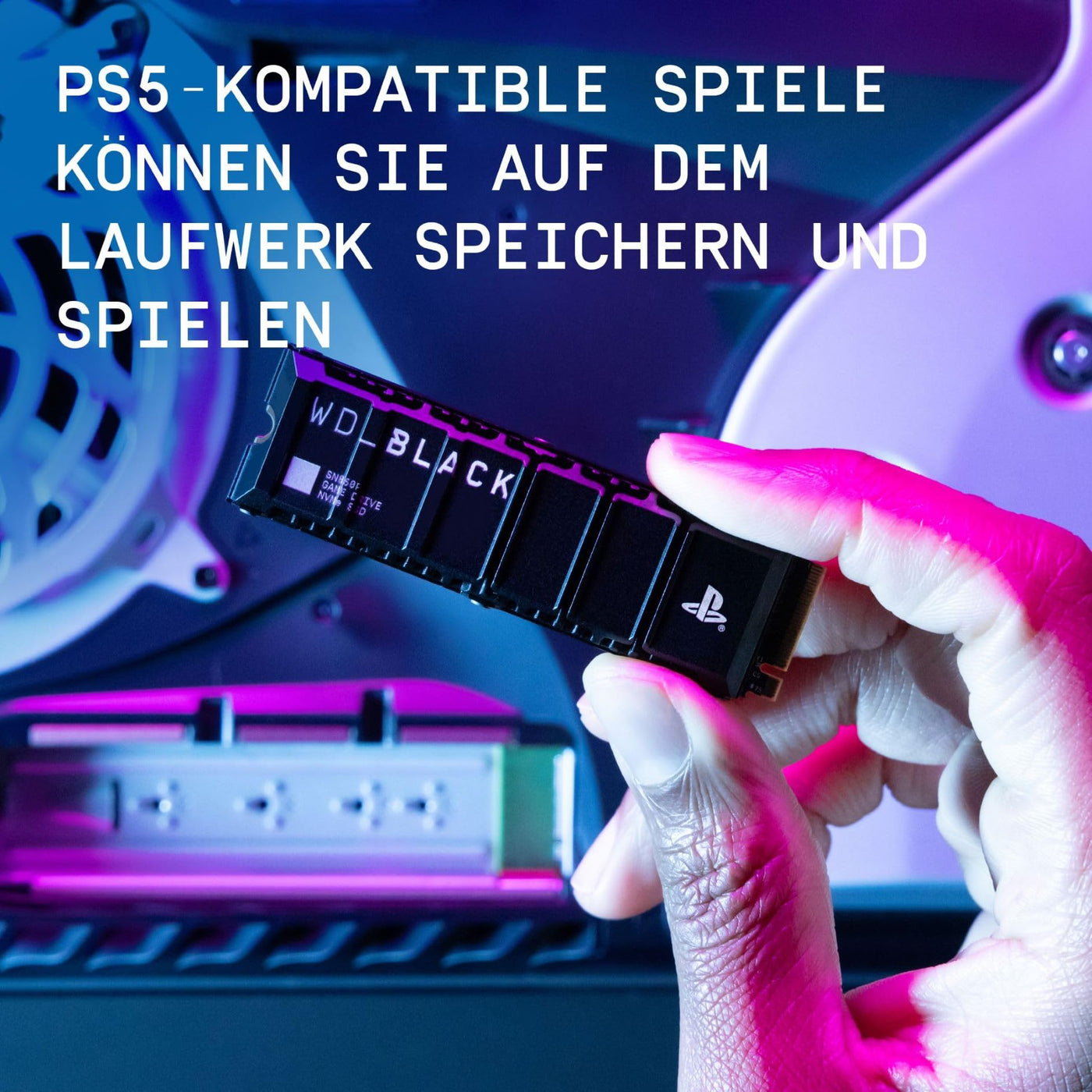 WD_BLACK SN850P 2 TB NVMe SSD Offiziell Lizenziert für PS5 Konsolen (interne Gaming SSD; optimierter Kühlkörper; PCIe Gen4 Technologie, bis zu 7.300 MB/s Lesen, M.2 2280)