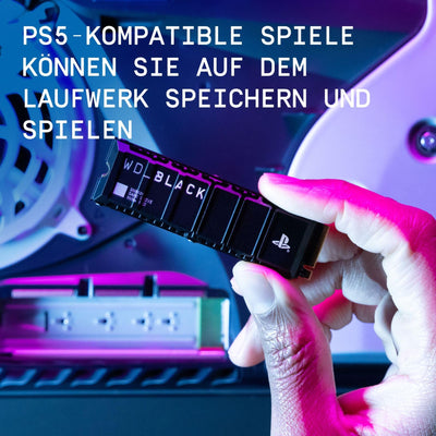 WD_BLACK SN850P 1 TB NVMe SSD Offiziell Lizenziert für PS5 Konsolen (interne Gaming SSD; optimierter Kühlkörper; PCIe Gen4 Technologie, bis zu 7.300 MB/s Lesen, M.2 2280)