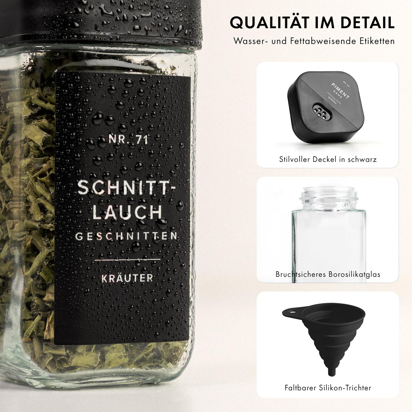 EDELHAUS Gewürzgläser Eckig Set mit Streueinsatz Deckel (24 x 120ml) Gewürzstreuer mit 240 Etiketten Schwarz - Hochwertige Gewürzbehälter, Gewürzdosen
