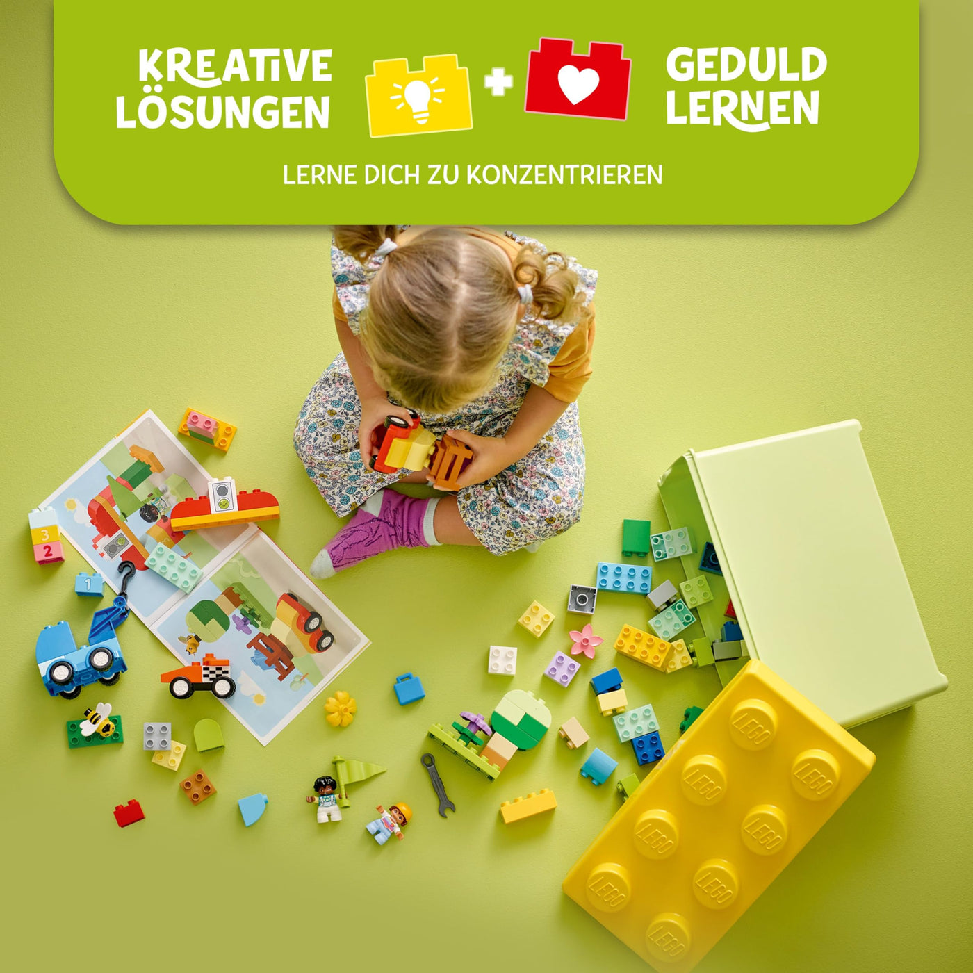 LEGO DUPLO Steinebox Autos und LKWs – Lernspielzeug für Jungen & Mädchen ab 1 Jahr – Spielzeug für Kleinkinder mit 1-2-3 Steinen, 2 Figuren und 3 Fahrzeugen zum Spielen und Bauen – Geschenk – 10439