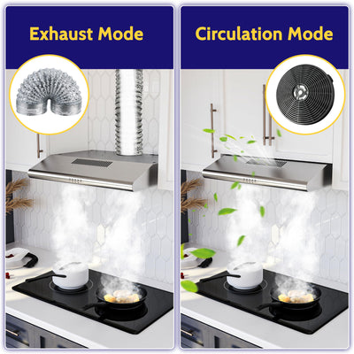 FIREGAS Dunstabzugshaube 60cm für Umluft- oder Abluftbetrieb, Dunstabzugshaube 60cm mit Bürstenloser motor & 3 Leistungsstufen, Abzugshaube Abluftleistung 250 m³/h, Edelstahl