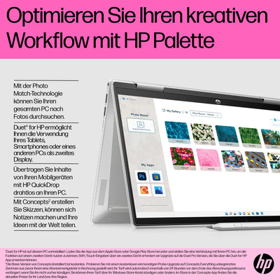 HP Pavilion x360 2-in-1 Laptop | 14" FDH Touchdisplay | Intel Core i5-1335U | 16 GB DDR4 RAM | 512 GB SSD | Intel Iris Xe | Windows 11 Home | QWERTZ Tastatur | Natural Silver
