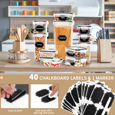 Skroam 36 Stück Kunststoffbehälter - Vorratsdosen mit Deckel - BPA-freie Müslibehälter- luftdichte Lebensmittelbehälter & Küchenorganizer zur Aufbewahrung von Müsli, Mehl, Zucker, Nudeln