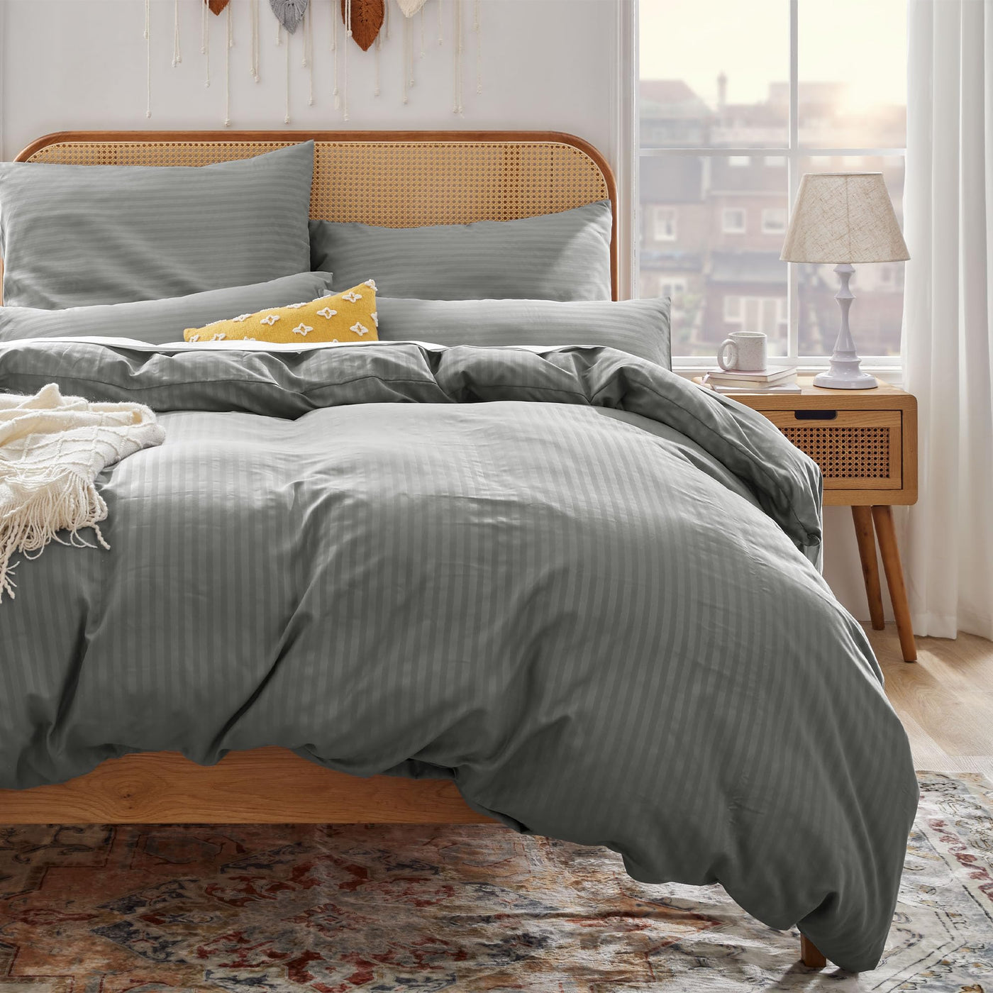 Sonive Deluxe Mikrofaser Bettbezug-Set mit Kissenbezug – Bettwäsche 135x200cm/Pillowcase 50x80cm, Dunkelgrau
