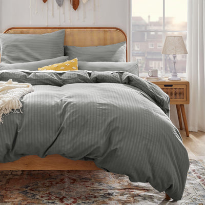 Sonive Deluxe Mikrofaser Bettbezug-Set mit Kissenbezug – Bettwäsche 135x200cm/Pillowcase 50x80cm, Dunkelgrau