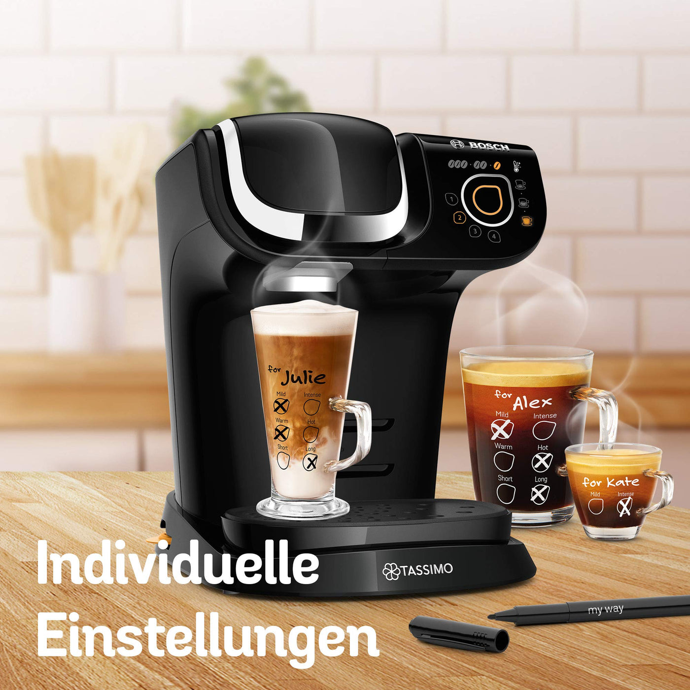 Tassimo My Way 2 Kapselmaschine TAS6502 Kaffeemaschine by Bosch, mit Wasserfilter, über 70 Getränke, Personalisierung, vollautomatisch, einfache Zubereitung, 1.500 Watt, 1,3 Liter, schwarz