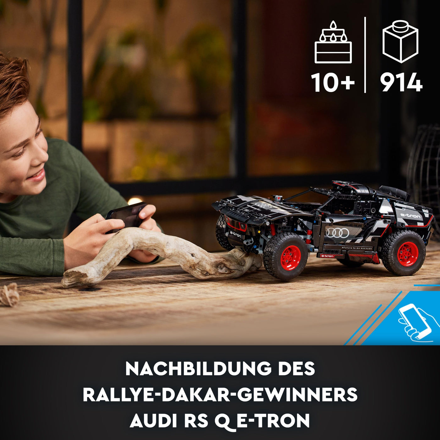 LEGO 42160 Technic Audi RS Q e-tron, ferngesteuertes Rallye-Auto-Spielzeug, Dakar-Rallye-Geländewagen, App-gesteuerter RC mit Control+, Geschenk für Jungen, Mädchen und Fans ab 10 Jahren zum Bauen