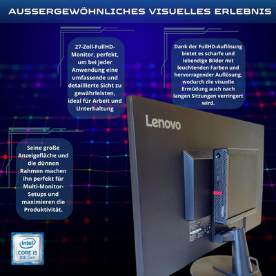 Lenovo Computer All in One 27 Zoll i5 8500 16 GB Ram 1 Tera SSD Win 11 Pro Office 2021 Pro 36 Monate Garantie -c27-40