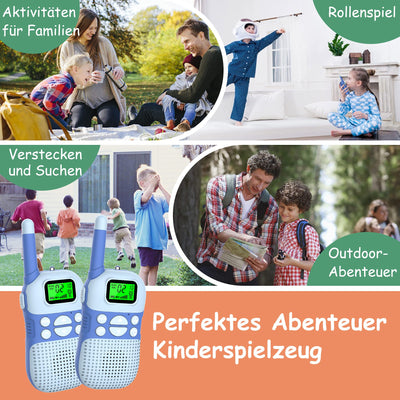 Kidsfun Walkie Talkie Kinder, USB Wiederaufladbar Draußen Spielzeug Walki Talki mit Taschenlampe, Geschenk für Junge und Mädchen ab 3-12 Jahre, 3 Meilen Reichweite für Einkaufen, Freien, Camping
