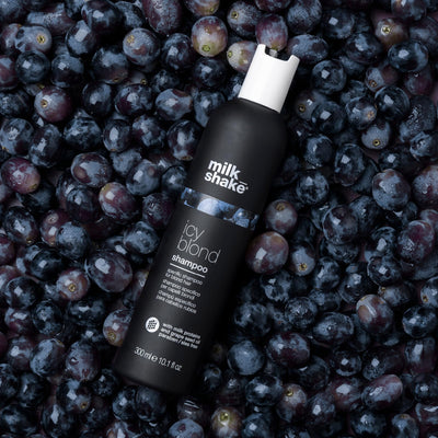 milk_shake® | icy blond shampoo | Spezielles Shampoo für blondes oder gebleichtes Haar | 300 ml | Anti-gelb Shampoo mit Schwarzpigmenten