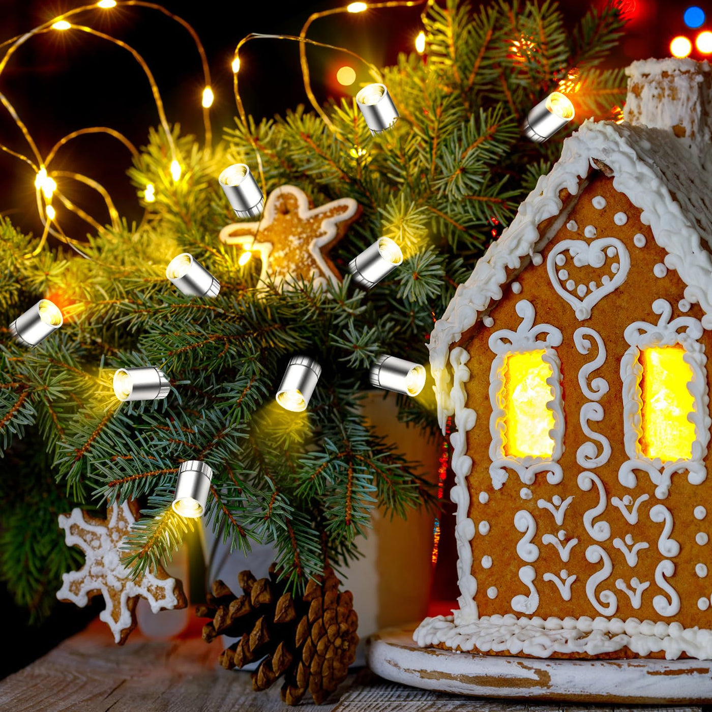 10 pcs Mini LED Licht, Micro LED Licht, LED Licht Mini mit Batterie, Mini LED Licht zum Kleben, Geeignet zum Dekorieren von Puppenhäusern, DIY-Kunsthandwerk (Warmweißes Licht)