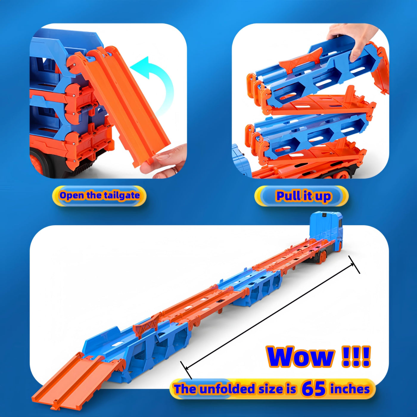 Bearbao Kleinkind Jungen Spielzeug 3-6 Jahre, 65 Zoll Rennstrecke Mit Druckguss Transport LKW Auto Set für Kinder