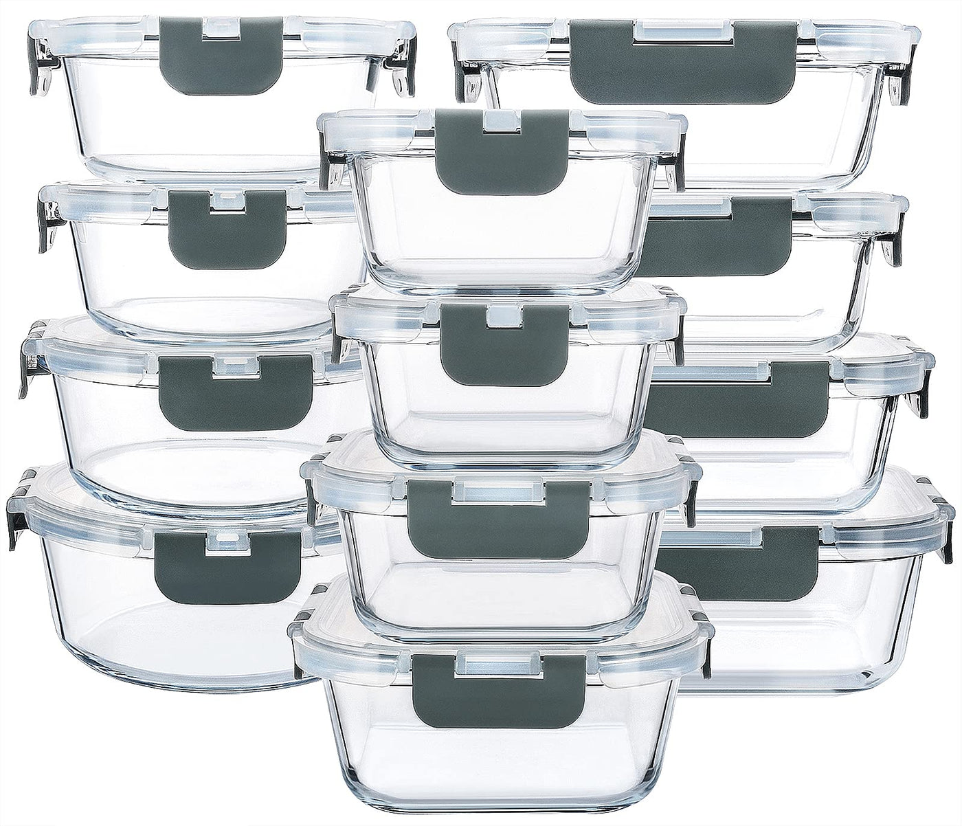 MCIRCO Vorratsdosen-Set aus Glas für Lebensmittel, 24-teilig