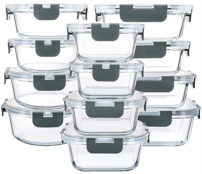 MCIRCO Vorratsdosen-Set aus Glas für Lebensmittel, 24-teilig