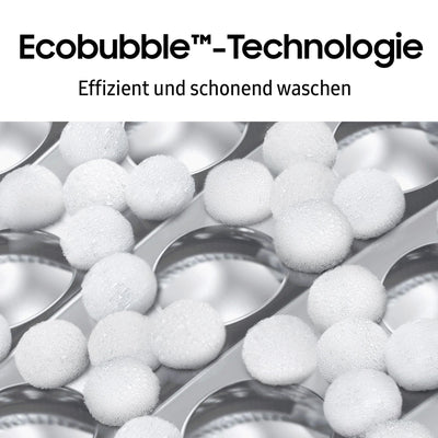 Samsung Waschmaschine, 8 kg, 1400 U/min, Ecobubble, Simple Control, WiFi SmartControl, SuperSpeed 59 Min, Inox/Schwarz, WW80T604ALXAS2