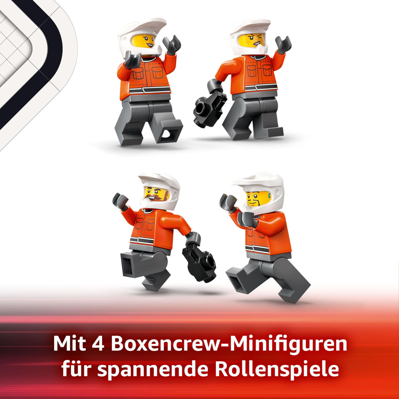 LEGO City F1 Boxenstopp mit Boxencrew und Ferrari Flitzer - Formel 1 Pit Stop Set mit 1 Rennfahrer und 4 Mechaniker Minifiguren - Spielzeug Rennauto für Jungen und Mädchen ab 6 Jahren - 60443