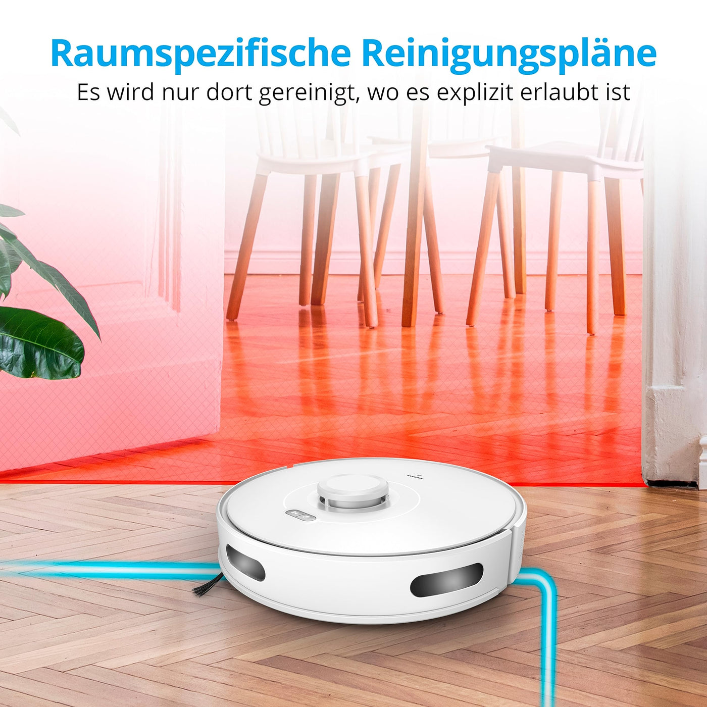 MEDION Saugroboter mit Lasernavigation und Wischfunktion X10 SW (Starke 2.700Pa Saugkraft, 2in1 Roboterstaubsauger, präzise Kartenerstellung, Go & No Go Bereiche, mehrere Etagen)