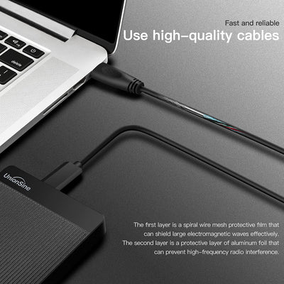UnionSine Externe Festplatte 1.5TB ultradünn tragbar 2,5 Zoll USB 3.0, SATA, Festplattenspeicher für PC, Mac,TV, Wii U, Xbox, PS4 (Schwarz) HD2510