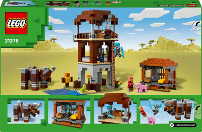 LEGO Minecraft EIN Verwüster am Plünderer-Außenposten - Gaming Spielzeug für Kinder - Minifigur mit Schnappkiefer Funktion und Dorf Festung - Gaming Geschenk für Jungen & Mädchen ab 8 Jahren - 21278