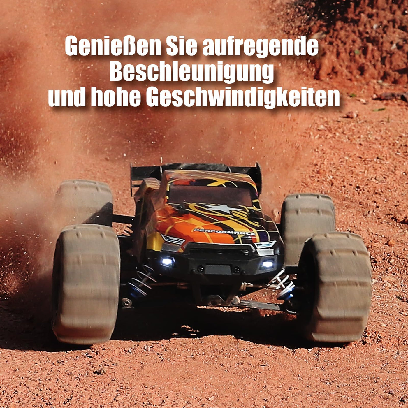 HAIBOXING Bürstenlose Fernbedienungs Auto 16890A 1/16 RC Auto 48 km/h Top Speed, Hobby Ferngesteuertes Auto für Erwachsene und Jungen All Terrain Off-Road Truck mit Spare Paddle Tires für Sand Land