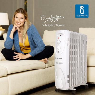 Aigostar Pangpang - 2300W Ölradiator energiesparend Heizkörper mit 11 Rippen, Radiatoren Elektrisch Heizung mit Thermostat, 3 Heizstufen, Elektroheizung Mobiler Ölgefüllte Heizkörper
