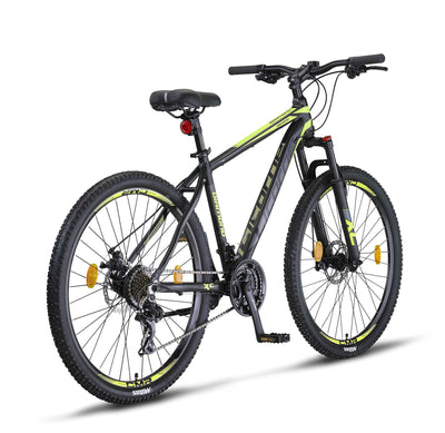 Licorne Bike Diamond Premium Mountainbike Aluminium, Fahrrad für Jungen, Mädchen, Herren und Damen - 21 Gang-Schaltung - Scheibenbremse Herrenrad – einstellbare Vordergabel (27.5, Schwarz-Lime)