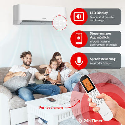 Split Klimaanlage 9000 BTU HANTECH H-PRO Heiz-&Kühlfunktion, Luftfilter, WIFI, Montagematerial