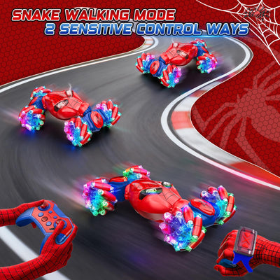 Spider Handsteuerung Ferngesteuertes Auto - 2.4GHz Doppelseitig RC Stunt Auto Spielzeug ab 3 4 5 6 7 8 9 10 Jahre Jungen, 360°Drehung RC Drift Autos mit Licht, Kinder Weihnachten Geburtstag Geschenke