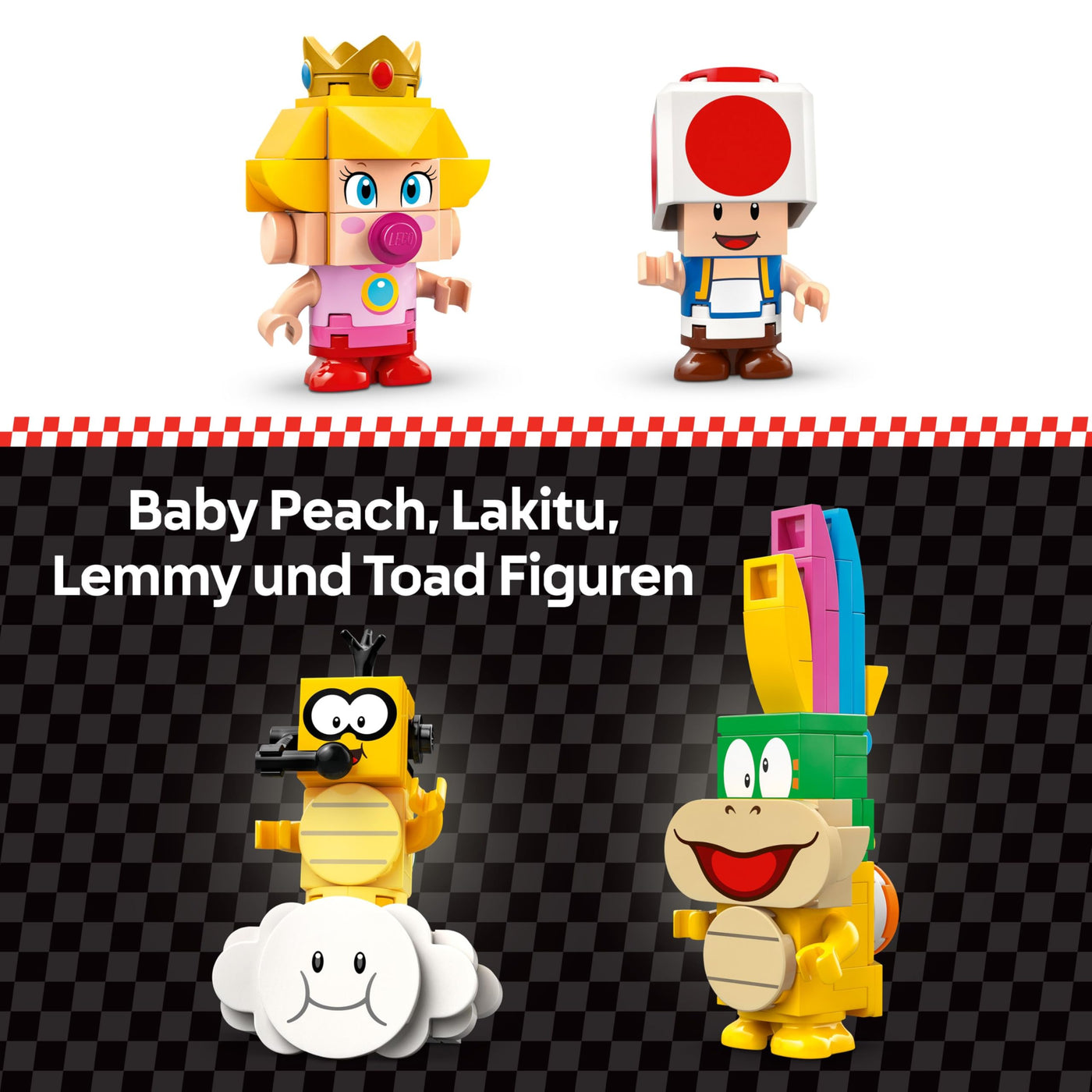 LEGO Super Mario: Mario Kart – Baby Peach & Grand Prix-Set, Nintendo Figuren – Toad, Lakitu, Baby Peach und Lemmy, Geschenk für Jungen, Mädchen und Gamer ab 8 Jahren, Abenteuer Spielzeug 72036