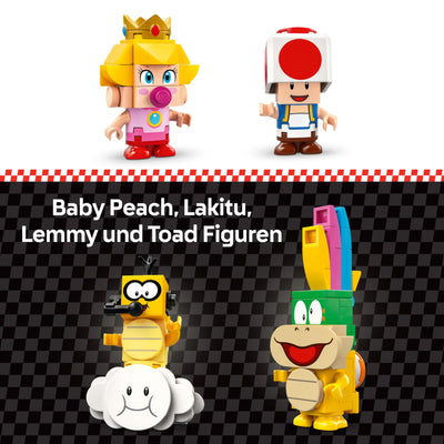 LEGO Super Mario: Mario Kart – Baby Peach & Grand Prix-Set, Nintendo Figuren – Toad, Lakitu, Baby Peach und Lemmy, Geschenk für Jungen, Mädchen und Gamer ab 8 Jahren, Abenteuer Spielzeug 72036