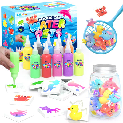 Magic Water Elf, Magisches Wasser Gel Spielzeug mit 10 Magischem Gel und 8 Formen, Bastelset Kinder Basteln Mädchen 4-6 Jahre, Kreatives Wasserperlen Wasserspielzeug Geschenk Mädchen Jungen 7-10 Jahre