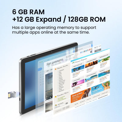 Paaxoo Android Tablet, 10.1 Zoll Android 15 Tablets 18GB(6+12) RAM 128GB ROM 1TB Expand, 1280x800 IPS HD Touchscreen,6000mAh Akku, Bluetooth, Dual Kamera, GMS, WiFi
