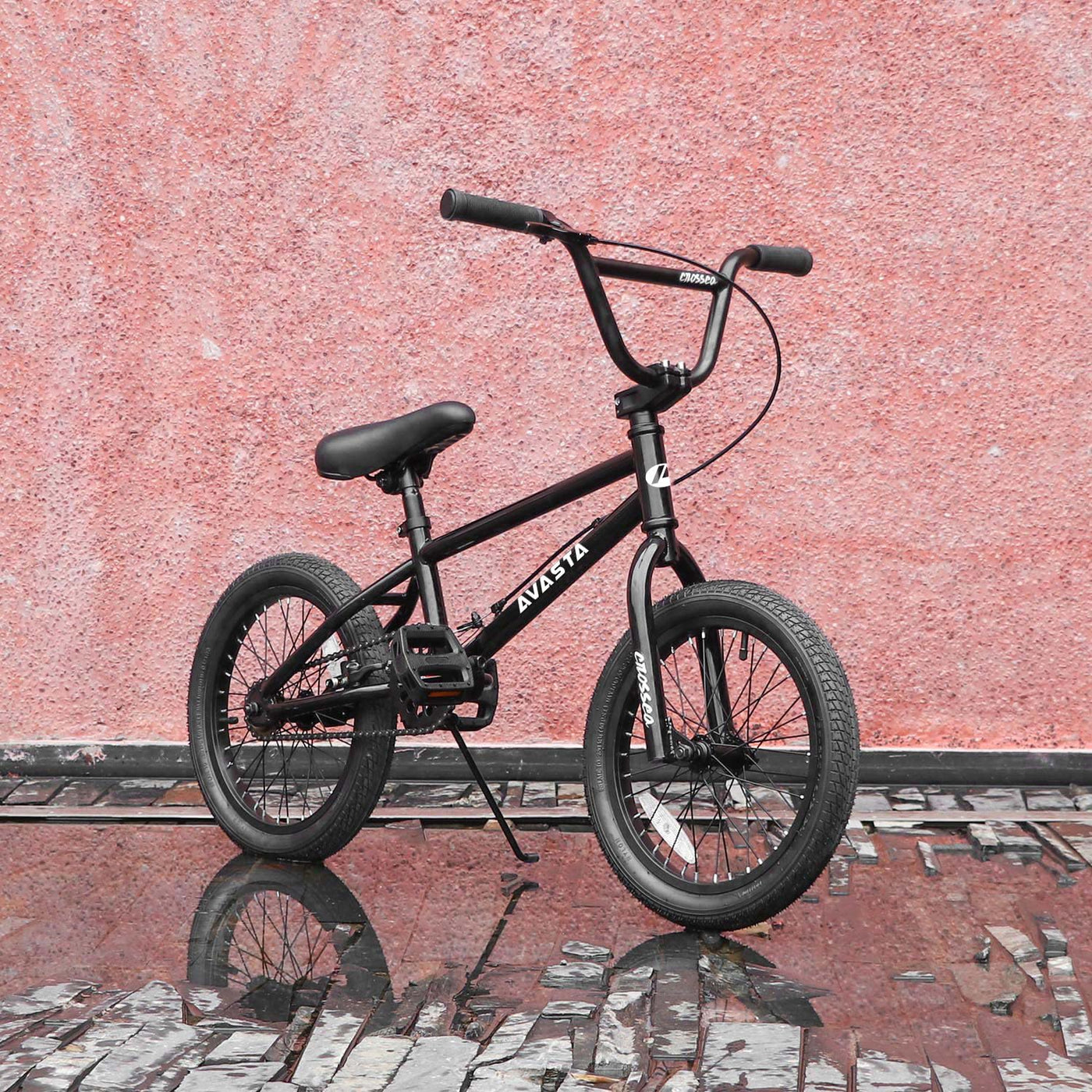 AVASTA 18 Zoll Kinder BMX Fahrrad Freestyle Bike für 5 6 7 8 Jahre alt Jungen Mädchen und Jugend Anfänger, Schwarz