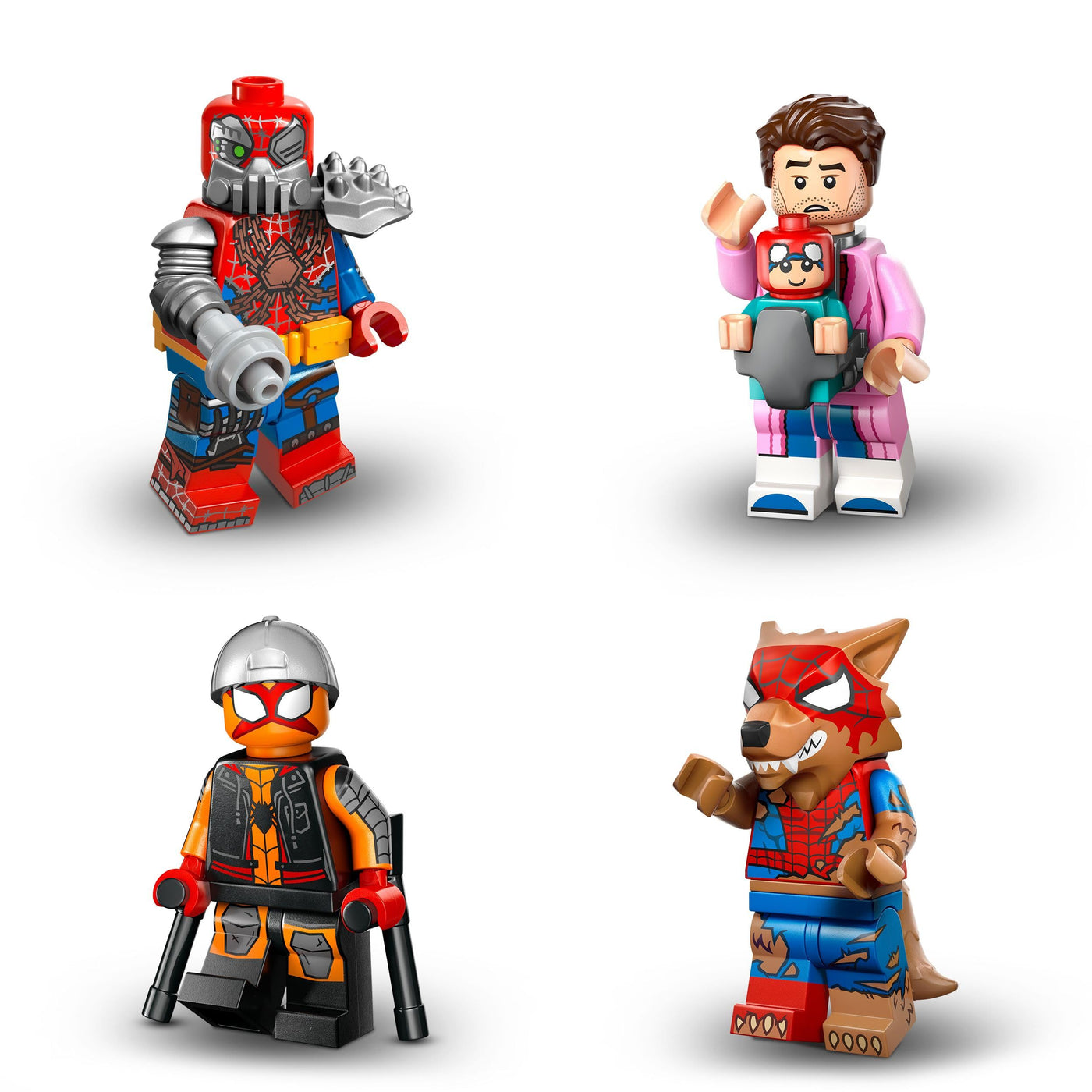Lego Spiderman Minifiguren Serie mit 12 Spider-Man Figuren: Komplett-Set der Lego Minifiguren Serie 71050 Across The Spider-Verse (inkl. bedruckter Fliese)
