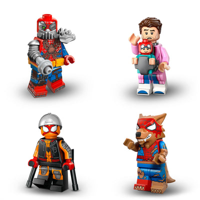 Lego Spiderman Minifiguren Serie mit 12 Spider-Man Figuren: Komplett-Set der Lego Minifiguren Serie 71050 Across The Spider-Verse (inkl. bedruckter Fliese)