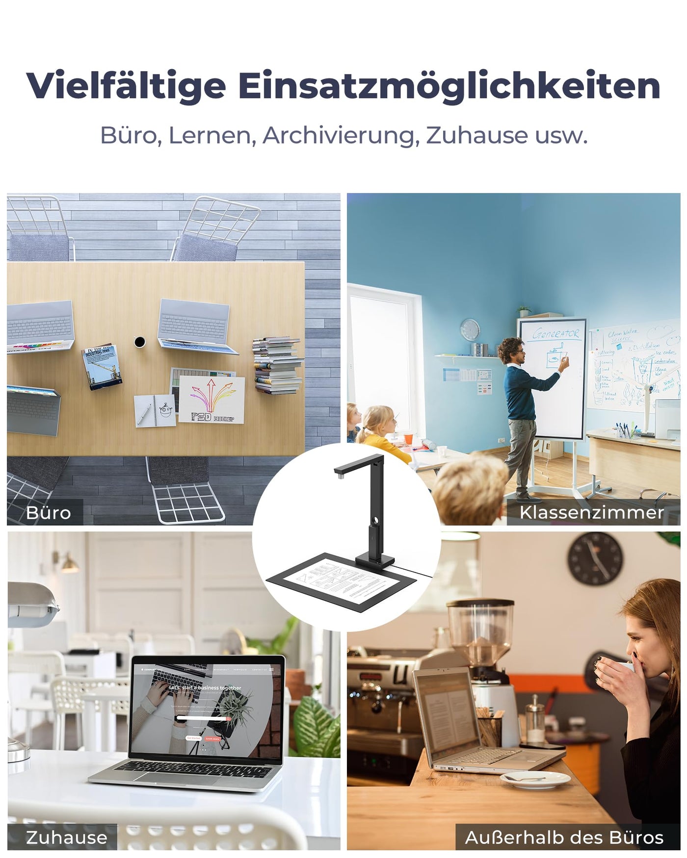 CZUR 8MP USB-Dokumentenkamera und Visualizer, A4 Dokumentenscanner tragbarer Scanner, für Lehr- und Klassenzimmer, Home-Office, kompatibel mit Windows, macOS (Lens800)