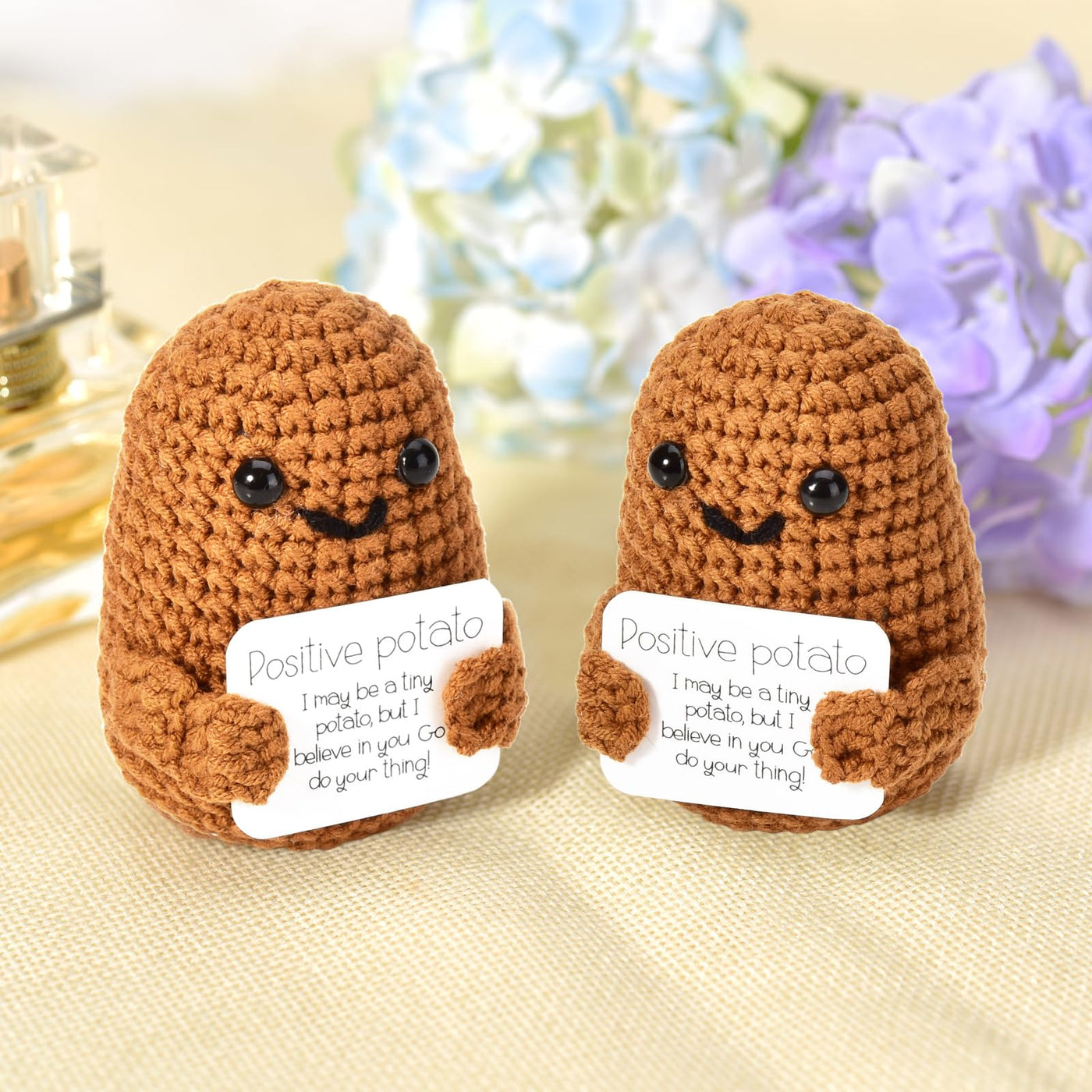 2er Pack Positive Potato Pocket Hug Geschenk, DealKits Lustige Plüschtiere Strickwolle Positive Kartoffel Puppe, Mutmacher Glückbringer für Kinder, Freundinnen, Familie, Frauen