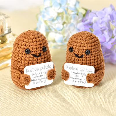 2er Pack Positive Potato Pocket Hug Geschenk, DealKits Lustige Plüschtiere Strickwolle Positive Kartoffel Puppe, Mutmacher Glückbringer für Kinder, Freundinnen, Familie, Frauen