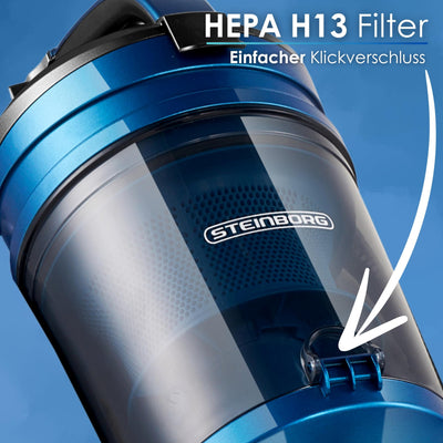 Staubsauger beutellos HEPA Filter 2in1 Bodenbürste Fugendüse Polsterdüse 7M 360° Schlauch Vacuum Cleaner Beutelloser Staubsauger Bodenstaubsauger Multi Zyklonen System Kleiner Staubsauger