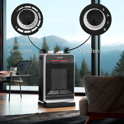 Keramik Heizlüfter energiesparend | 2000 Watt | Oszillierend | Energiesparend | Überhitzungsschutz | 3 Stufen | Hohe thermale Effizienz | Thermostat | Heizlüfter Leise| mobile Heizung | Elektroheizung