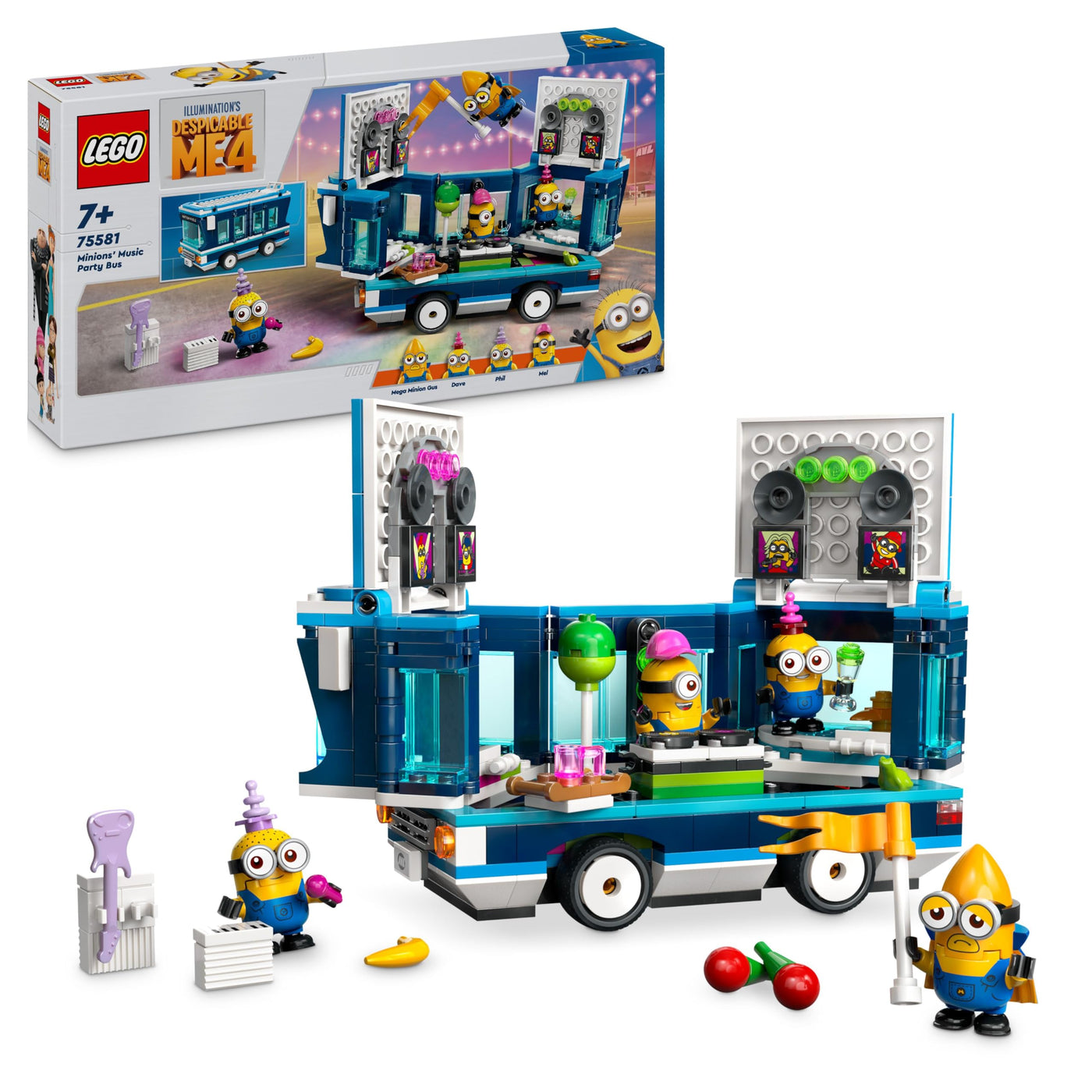 LEGO Ich – Einfach unverbesserlich 4 Minions und der Party Bus, Spielset zu Ich – Einfach unverbesserlich 4, Kinderspielzeug, kreatives Minions-Geschenk für Jungen und Mädchen ab 7 Jahren 75581