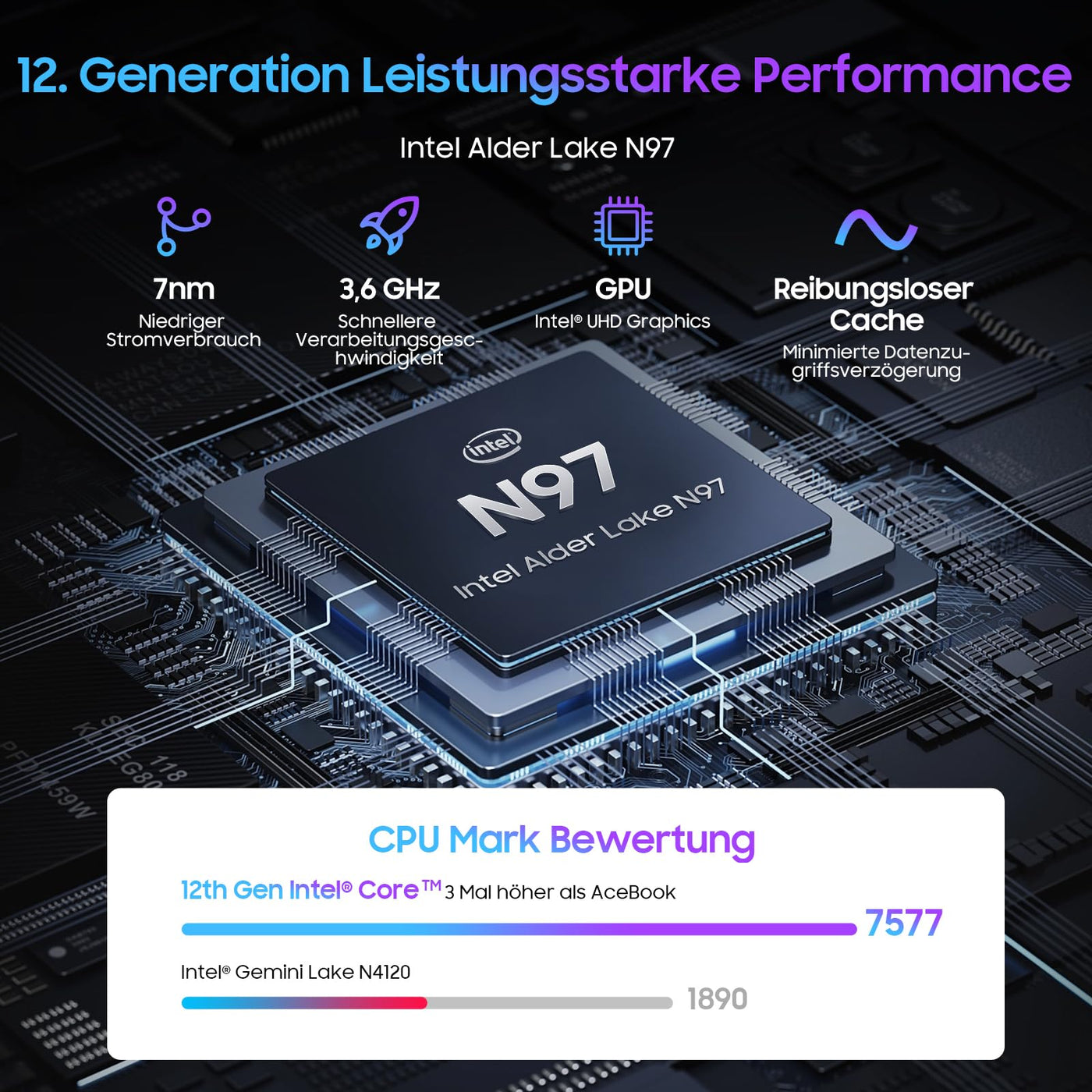 Blackview Laptop 15,6" FHD+ Notebook, 16GB DDR4 512GB SSD + TF, 3.6GHz Processor N97/UHD Graphics, Windows 11, 38Wh, QWERTY, HDMI 2.0, Bluetooth, USB 3.0, Fingerabdruck. FaceID, WLAN 5G