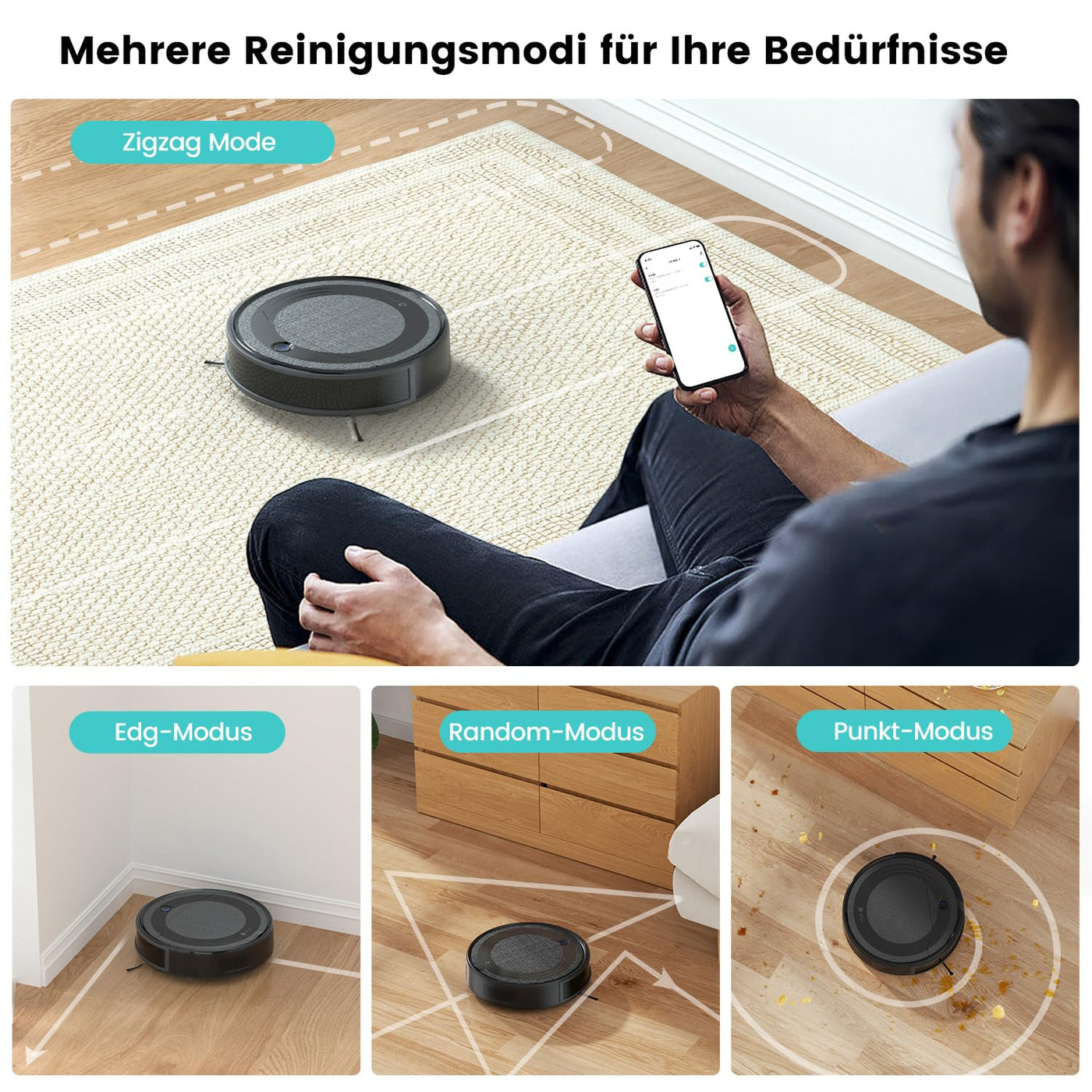 LEFANT M310B Saugroboter, 4500Pa Staubsauger Roboter mit Präzise Entfernungsnavigation, 150Mins, HEPA-Filter, WLAN Roboterstaubsauger, Ideal für Tierhaare, Teppiche, Hartböden