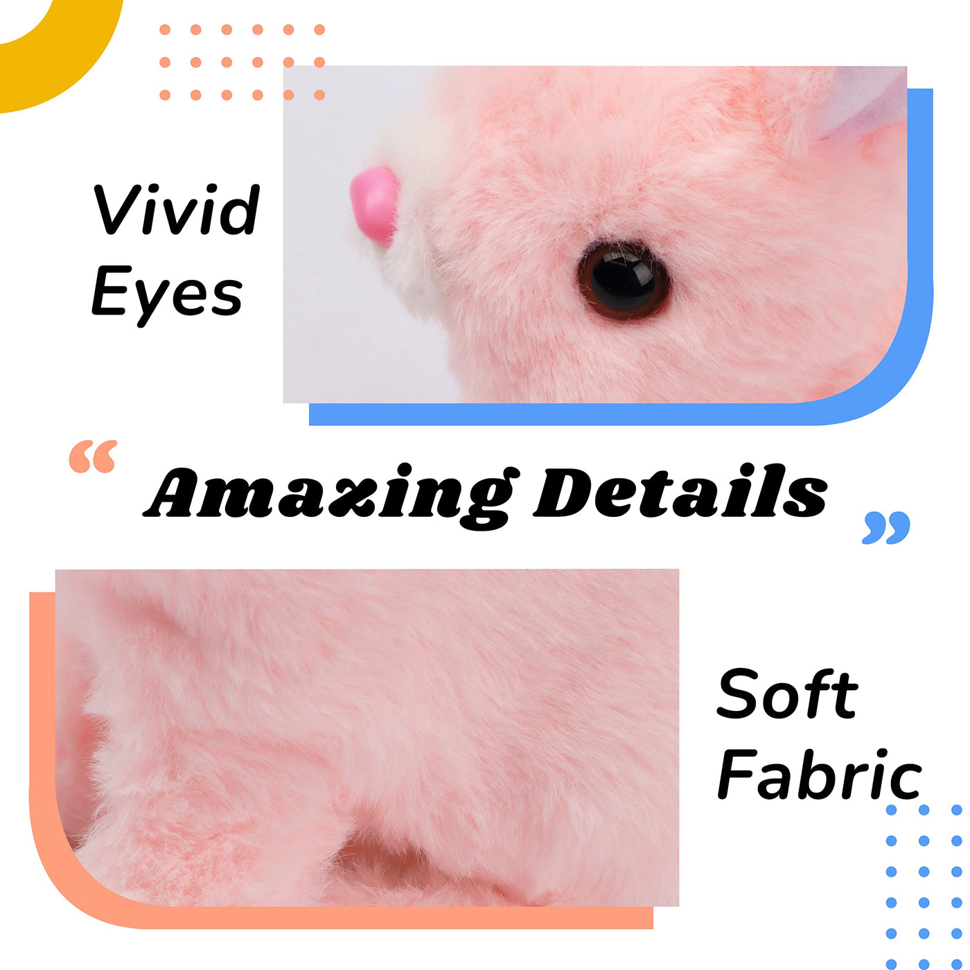 Hopearl Hüpfendes Kaninchen Interaktives elektronisches Haustier Plüschhasenspielzeug mit Geräuschen Bewegungen Animiertes Gehen Wackeln Ohren Zucken Nase Geschenk für Kinder, 18cm