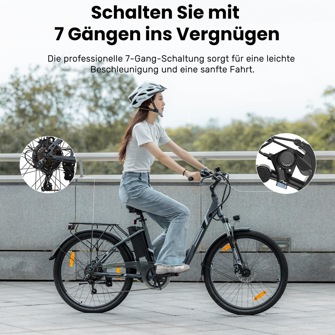 Touroll B1 26 Zoll City E-Bike mit 250W Motor und 36V 15.6Ah Akku Pedelec Cityräder Elektrofahrrad, Max Geschwindigkeit 25km/h Max Reichweite 90km, Erwachsene Herren Damen Ebike
