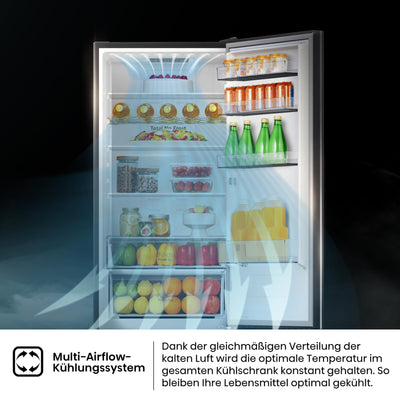 Hisense RB440N4AFA Kühl-Gefrier-Kombination/Höhe 201 cm/Kühlen 178 L/Gefrieren 98 L/LED Beleuchtung, Dark Inox