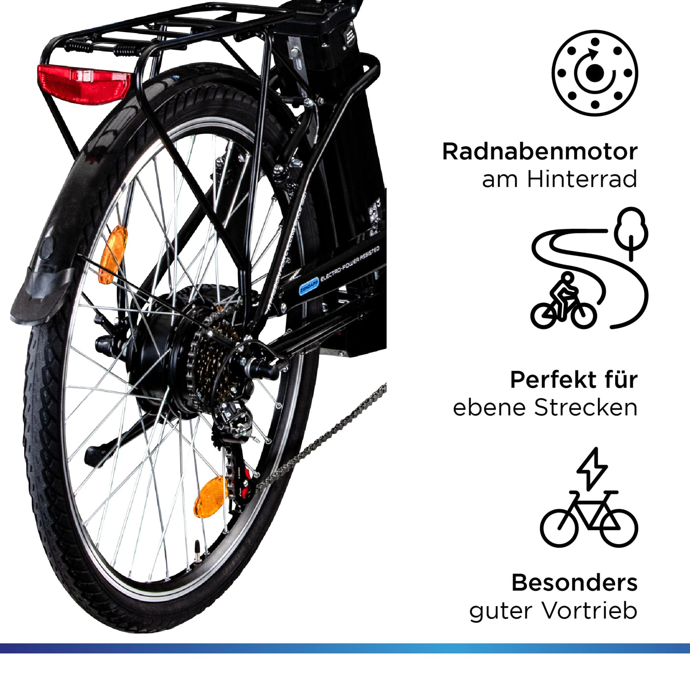 ZÜNDAPP Z505 City E-Bike Damen 26 Zoll | Citybike mit 6 Gang Schaltung Pedelec | für 150-185 cm | Bike mit StVZO Beleuchtung und Gepäckträger (schwarz, 43 cm)