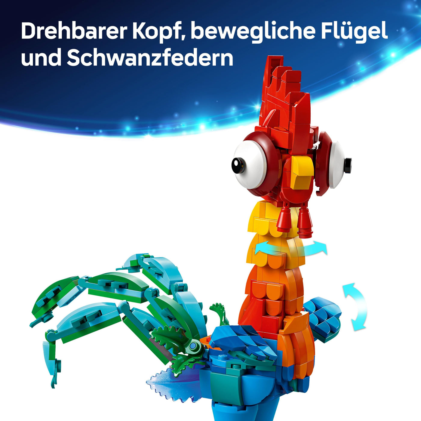 LEGO ǀ Disney Vaiana 2: Heihei Spielzeug - Tierfigur zum Spielen & Ausstellen mit drehbarem Kopf, beweglichen Flügeln & Schwanzfedern sowie Ständer – Geschenk für Mädchen ab 9 Jahren – 43272